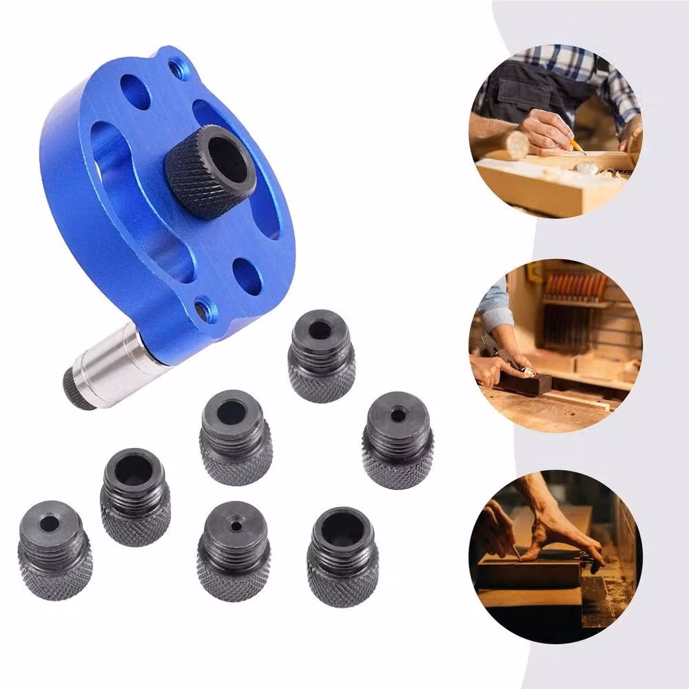 EONLION Self-Centering Drill Guide Set and Dowel Drill Guide in Blue with Stainless Steel Bit Holder – 4