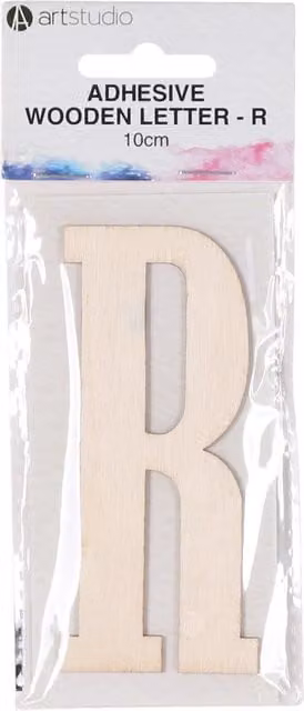 Art Studio Adhesive Wooden Letter R in Beige