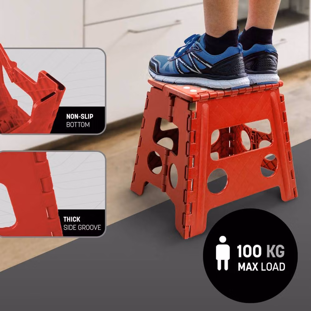 Keplin Heavy Duty Folding Step Stool, Red, W/D/H: 37 x 22 x 22 cm – 5