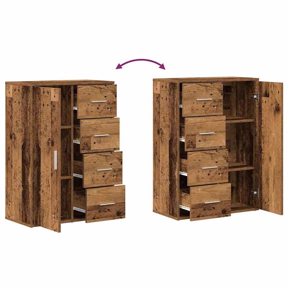 Berkfield Home Rustic Old Wood Sideboard in Brown, W/D/H: 60 x 31 x 84 cm – 3
