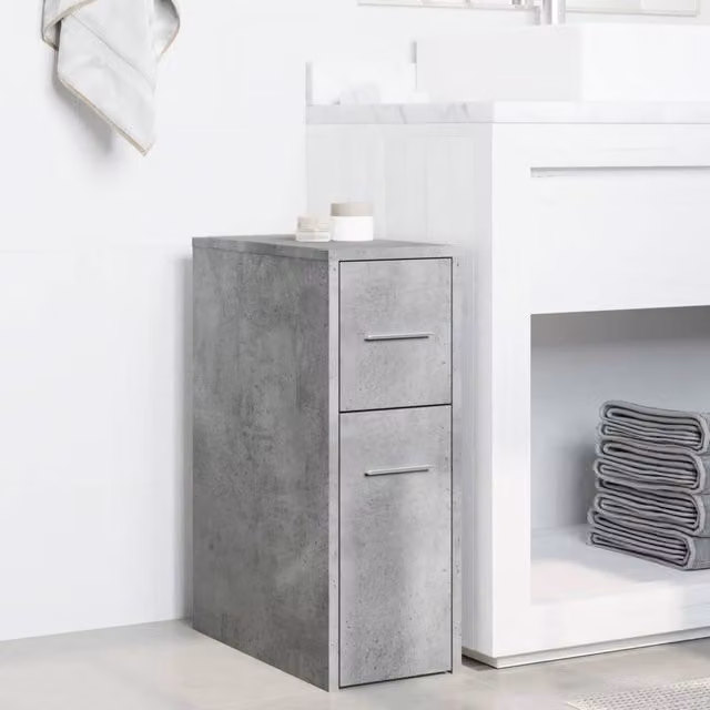 Berkfield Home Narrow Bathroom Cupboard with Wheels, Concrete Grey, H 61.5 x W 22.0 x D 44.0 cm – 1