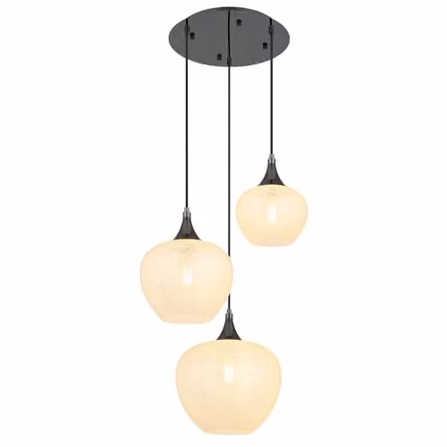 Globo Lighting Modern Suspended Glass Pendant Light for Dining Rooms in Black and Chrome, Height: 120 cm – 1