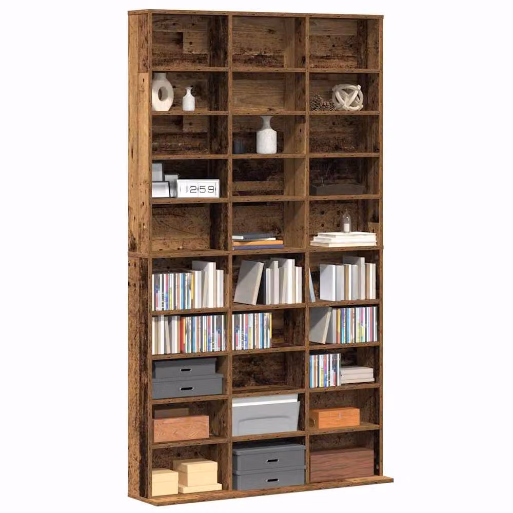 Berkfield Home CD Cabinet in Brown Old Wood, W/D/H: 101 x 23 x 177.5 cm – 3