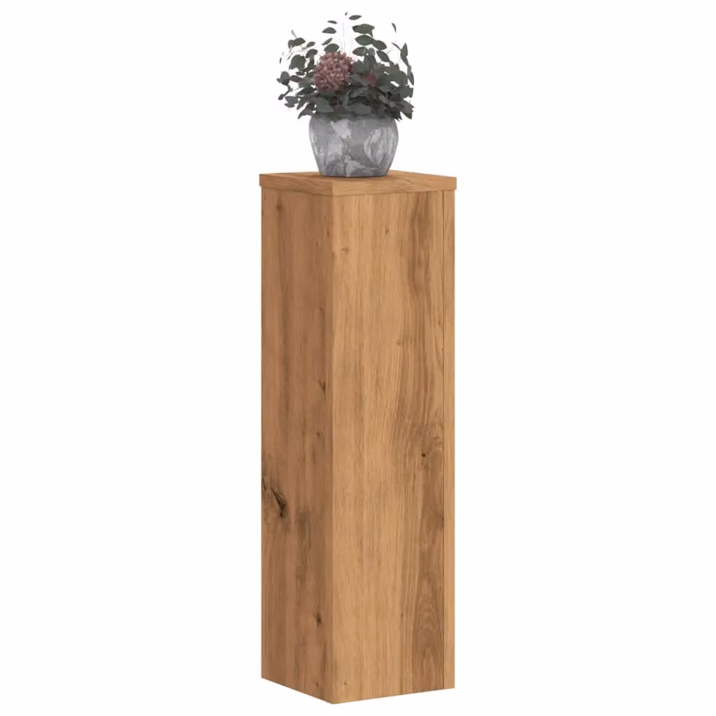 Berkfield Home Set of 2 Modern Square Plant Stands in Brown Oak Wood, W/D/H: 17 x 17 x 60 cm – 3