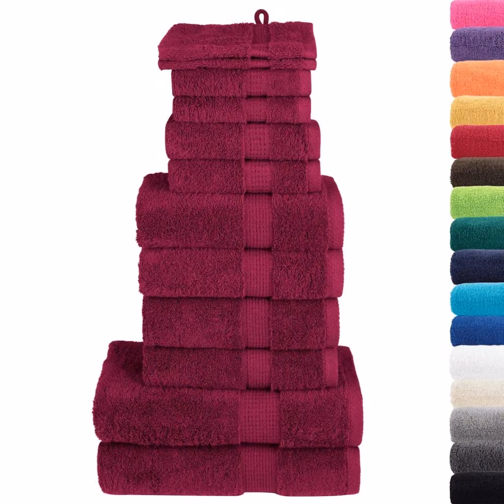 Berkfield Home SOLUND 12 Piece Premium Red Cotton Terry Towel Set, 600 gsm – 2