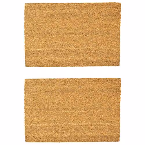 Nicola Spring Classic Coir Door Mats, Pack of 2, Brown, W: 60 cm, D: 40 cm