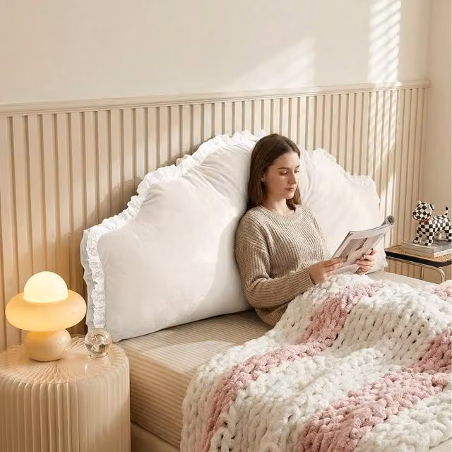 Livingandhome Soft Headboard Pillow Backrest Cushion, White, Width: 180 cm