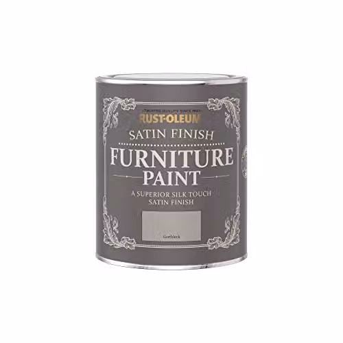 Rust-Oleum Water-Based Satin Furniture and Skirting Board Paint, Grey, 750ml – 2
