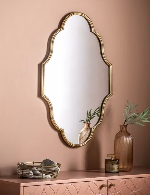 Gallery Direct Castello Large Curved Vintage Wall Mirror in Gold