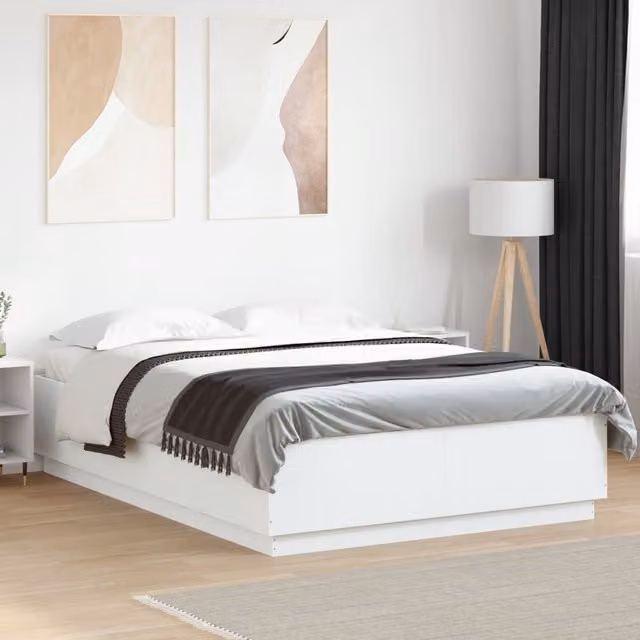 Berkfield Home Modern White Engineered Wood Bed Frame, W/D/H: 150 x 200 cm – 1