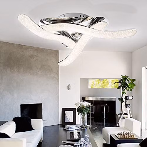 Netlighting Nabro Integrated LED Semi Flush Ceiling Light in Chrome and Grey, W/D/H: 54 x 54 x 13 cm – 4