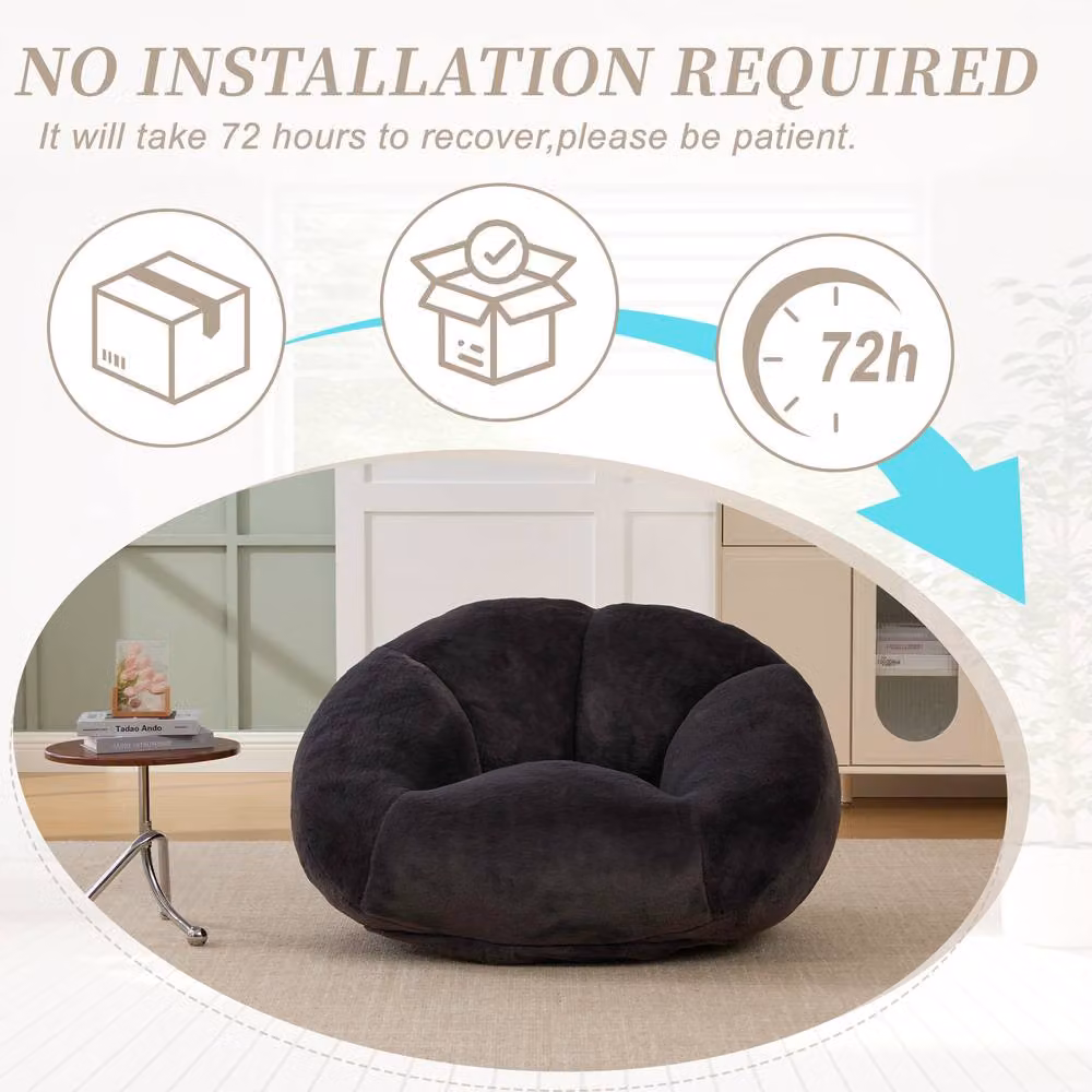Direct Wicker Shell-Shaped Bean Bag Chair in Black with Removable Cover – 2