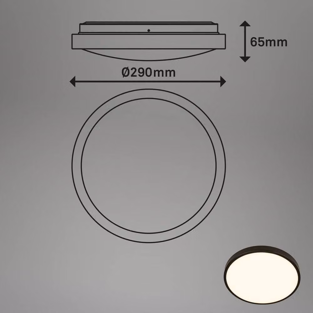 Briloner Black LED Ceiling Light with Motion Sensor and Warm White Light, IP54, W/D/H: 29 x 29 x 7.5 cm – 4