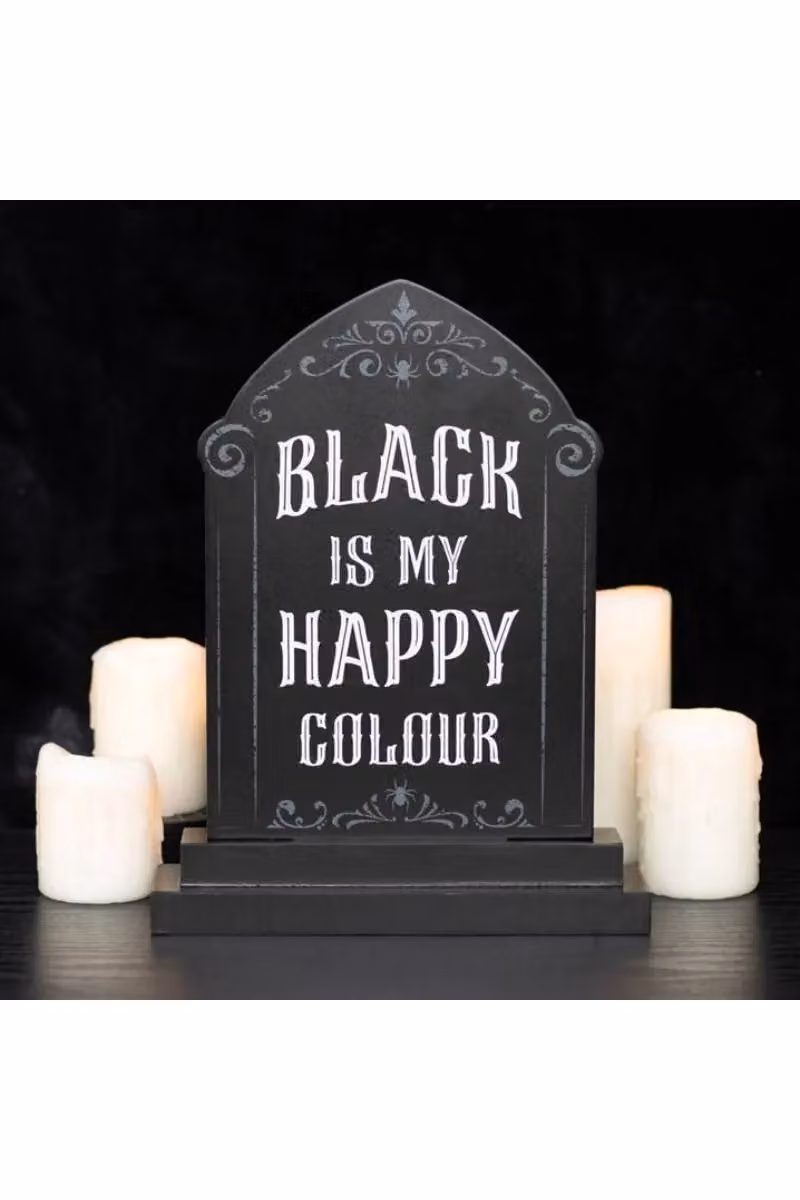 KDMD Black is My Happy Colour Gothic Halloween Tabletop Standing Sign in Black – 3