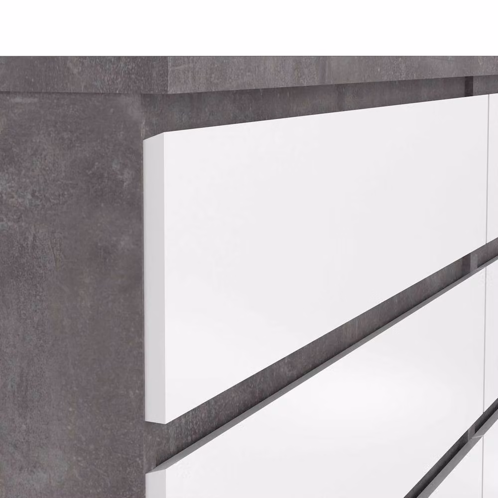 Wyld Haus Budapest Wide 6 Drawer Chest in White and Concrete Effect – 3