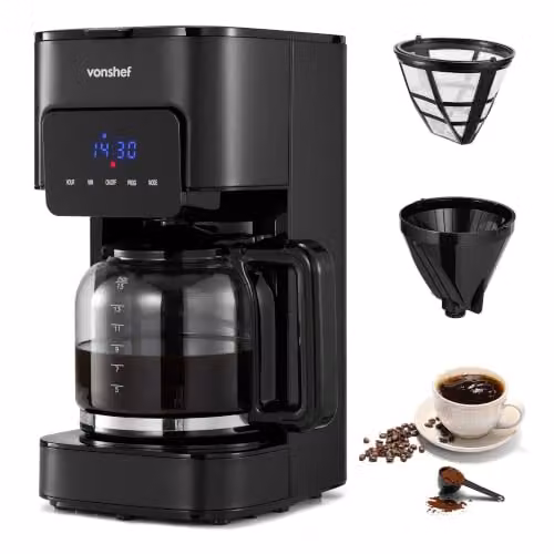 VonShef Retro Digital Filter Coffee Machine, 1.5L, Black