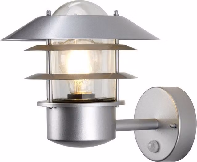 Netlighting Helsingor Silver Outdoor Lantern Light with PIR Motion Sensor, IP44, E27 – 1