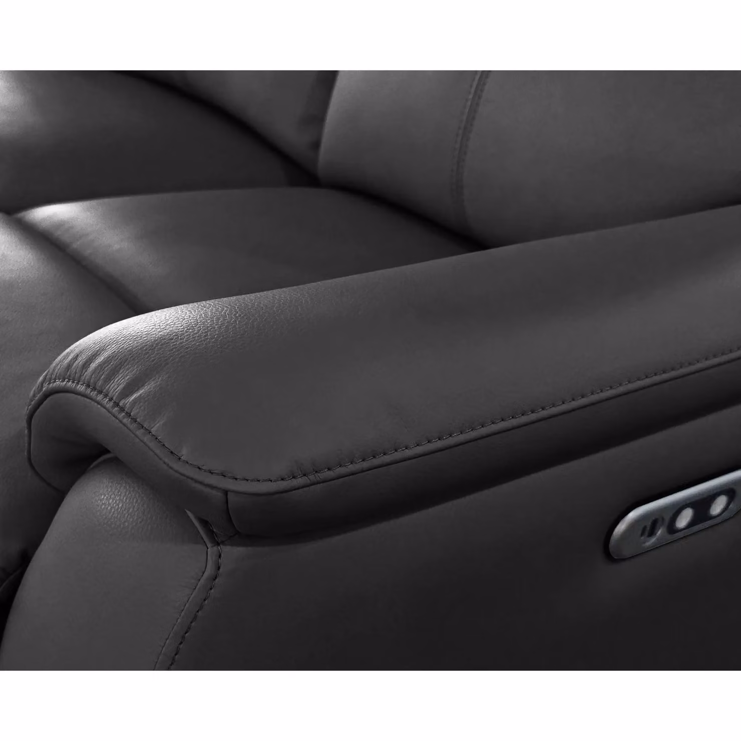 Aspire Kingsmere 3 Seater Power Recliner Sofa in Black Real Leather with USB Charging – 3