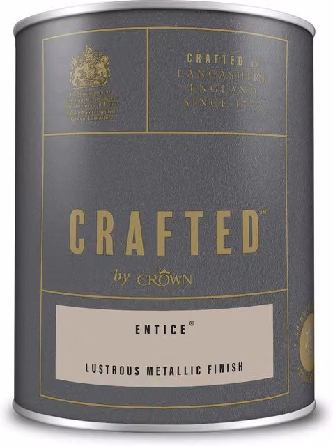 Crown Crafted Entice Gold Metallic Emulsion Paint for Walls and Wood 1.25L