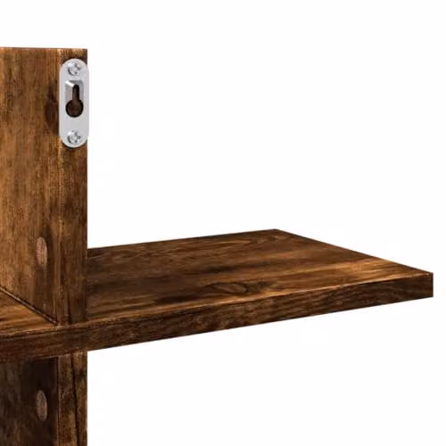 vidaXL Wall Shelf in Smoked Oak, W: 124.5 cm, D: 18 cm, H: 60.5 cm, Engineered Wood – 3