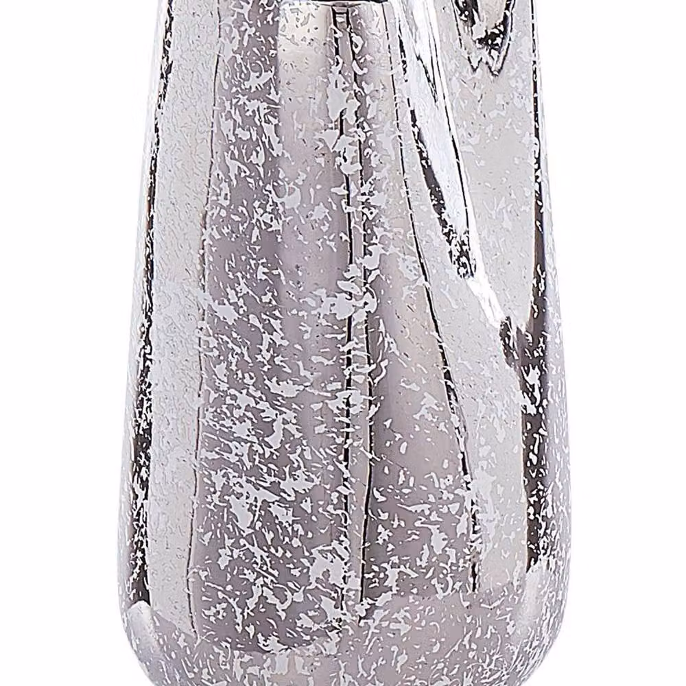 Wyld and Coco Glamour Style Abstract Ceramic Decorative Vase in Silver and White, Height: 27 cm – 2