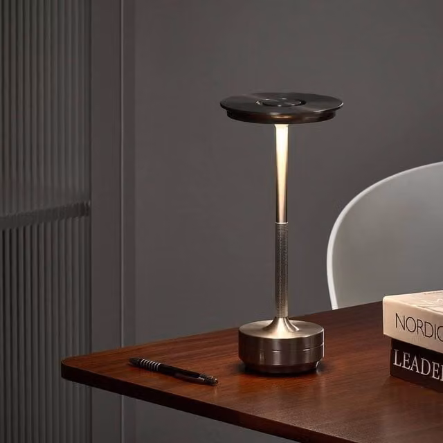 Wyld and Coco Silver Aluminium Wireless Table Lamp, Dimmable and Rechargeable via USB-C