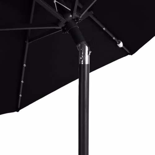 vidaXL Garden Parasol with LEDs, Steel Pole and Polyester Canopy, Black, W/D/H: 225 x 225 x 212 cm – 4