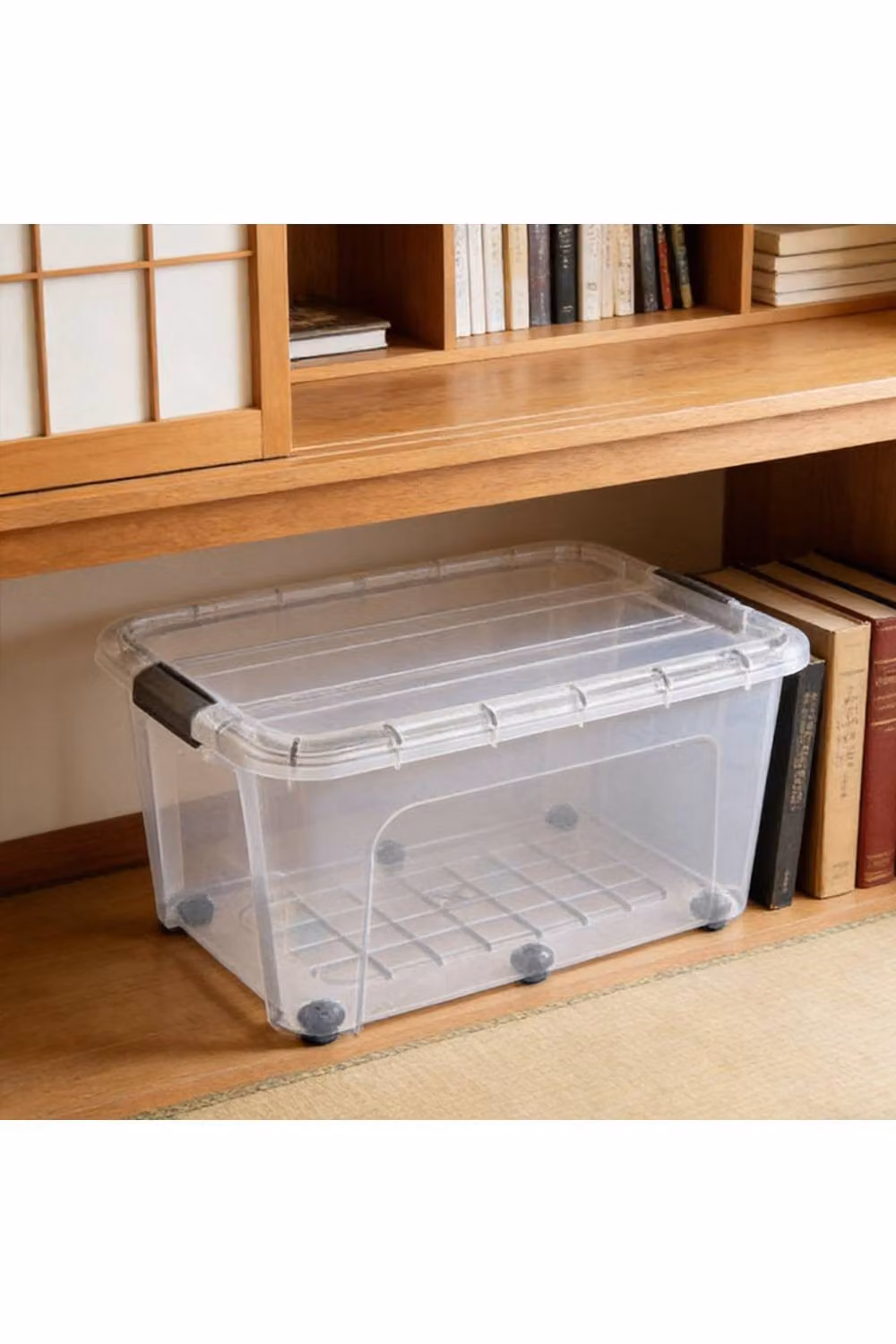 KDMD 75L Transparent Plastic Stackable Storage Box with Wheels and Click Lid – 2