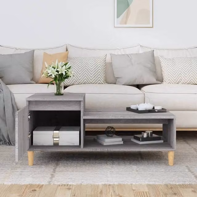 Berkfield Home Grey Sonoma Decorative Coffee Table, W: 100 cm, D: 50 cm, H: 45 cm – 1