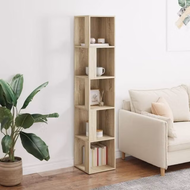 Berkfield Home Sonoma Oak Corner Cabinet in Beige, W/D/H: 33 x 33 x 164.5 cm – 1