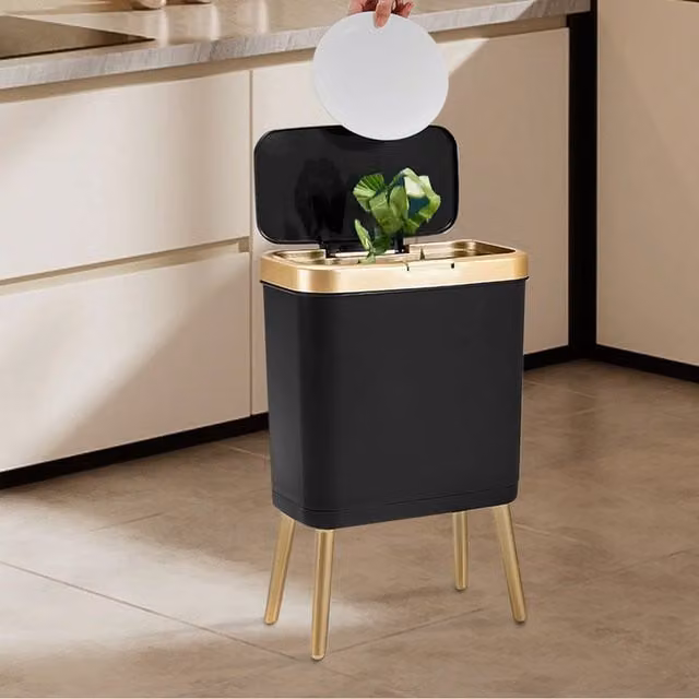 Lifeideas Black Plastic Flip Top Rubbish Bin