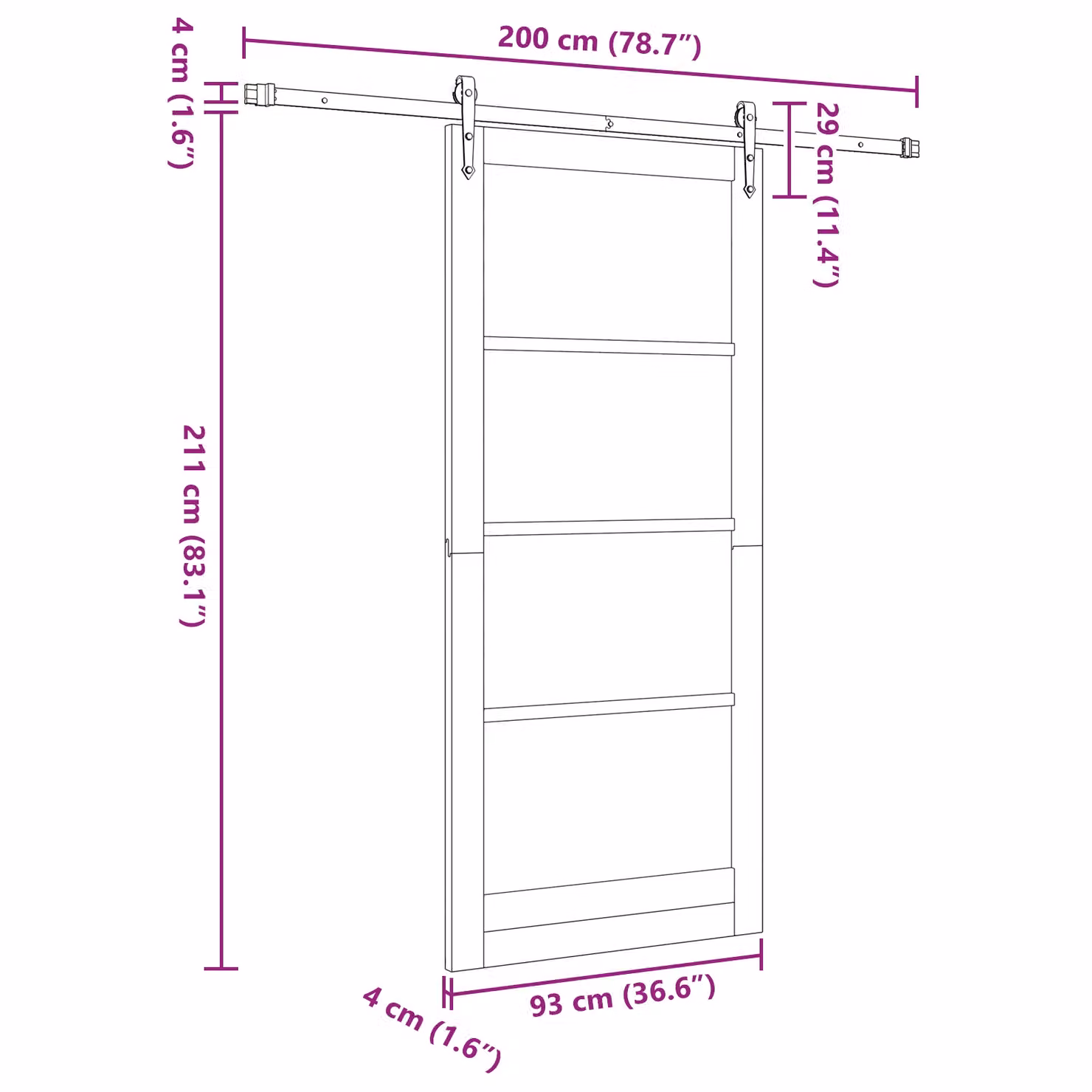 Berkfield Home Modern Sliding Door with Hardware Set in Brown Multicolour Solid Pine, W: 93 cm, H: 211 cm – 2