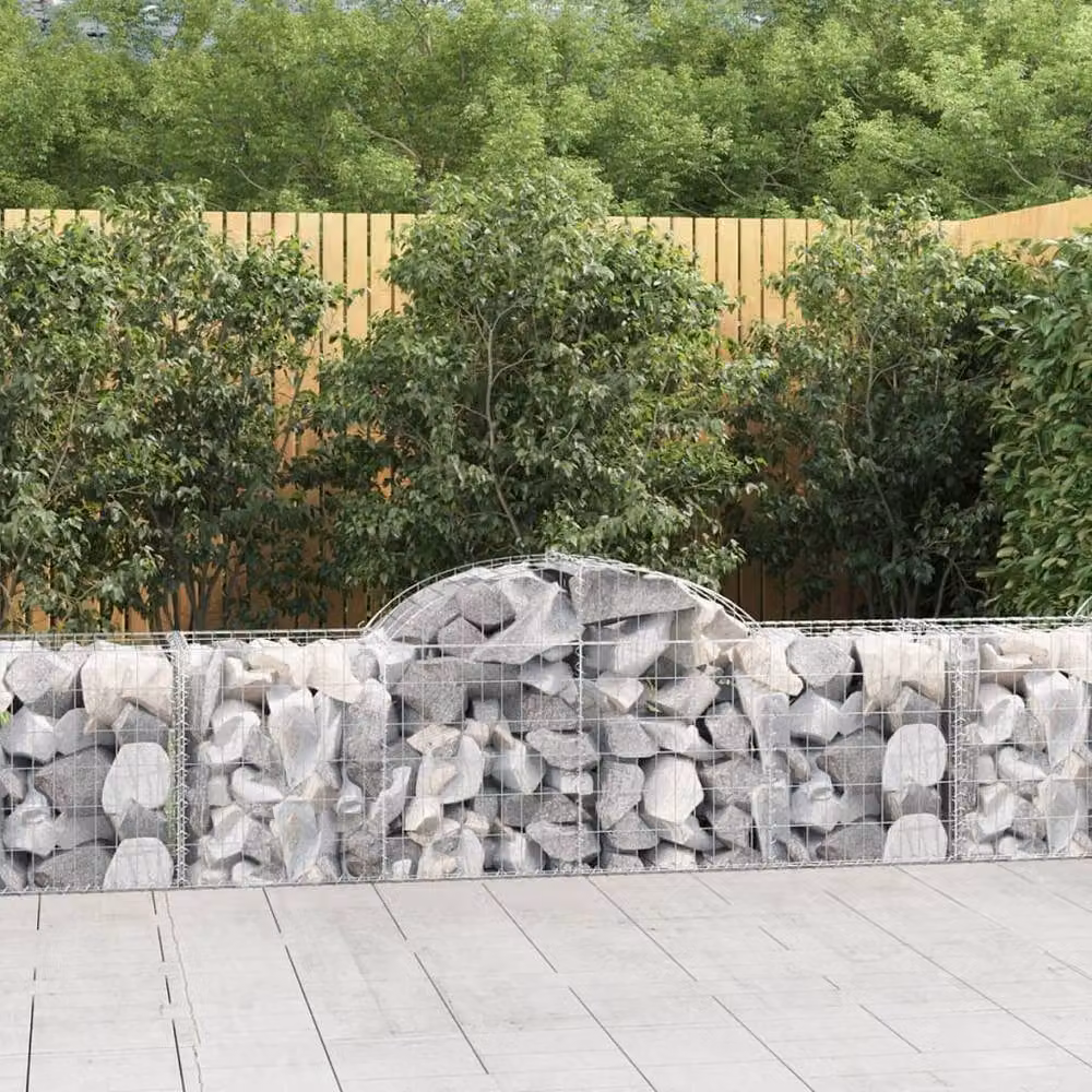 Berkfield Home Arched Gabion Baskets, 30 Pieces, Silver Galvanised Steel, W: 200 cm, D: 50 cm, H: 60-80 cm – 2