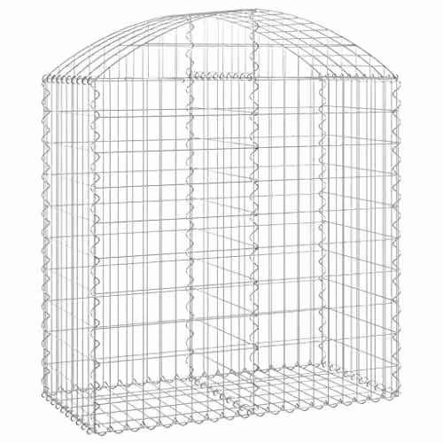 vidaXL Arched Gabion Basket in Silver Galvanised Steel, W/D/H: 100 x 50 x 100/120 cm