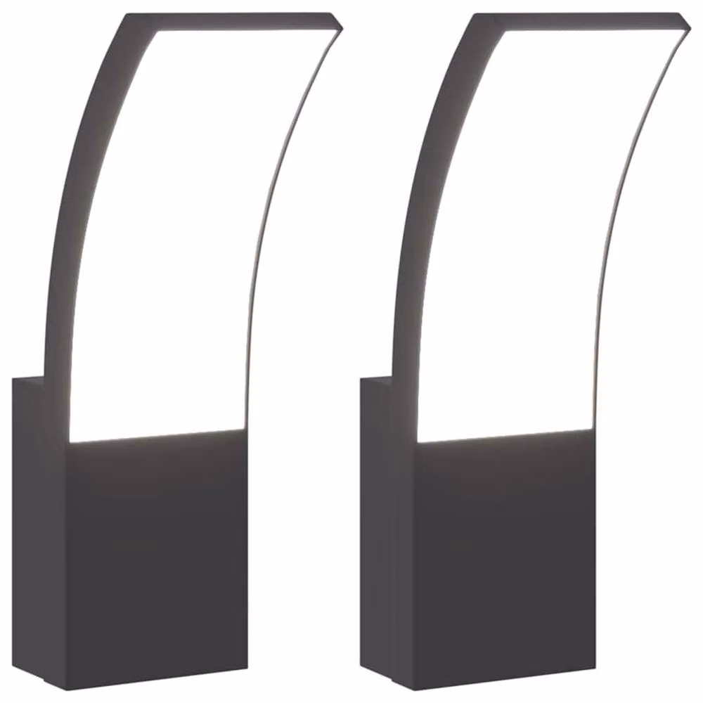 Berkfield Home Outdoor LED Wall Lights, 2-Piece Black Die-cast Aluminium Set – 1
