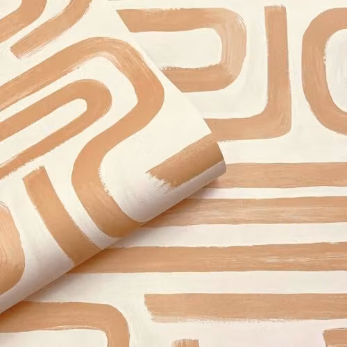 Holden Decor Brushed Geo Orange Geometric Style Wallpaper