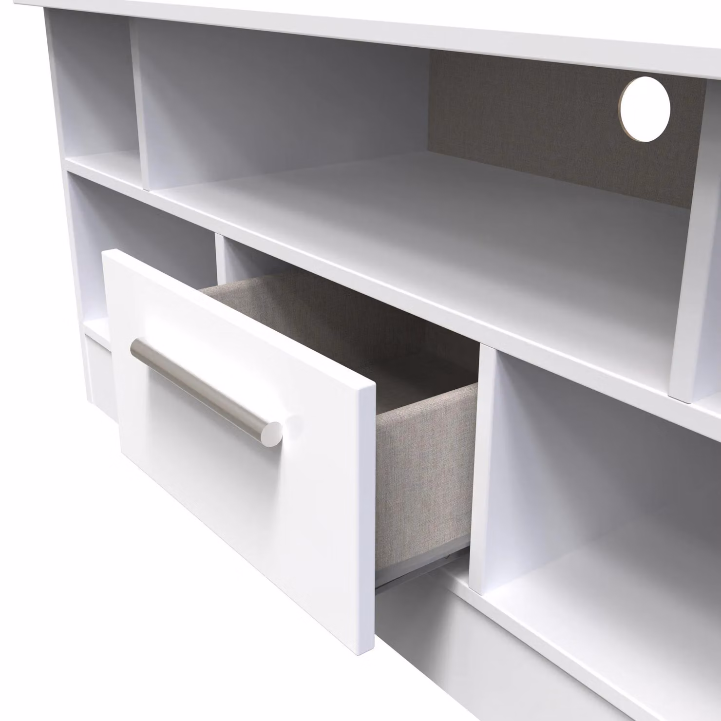 Ready Assembled 2 U Trent 1 Drawer TV and Media Unit in White – 3