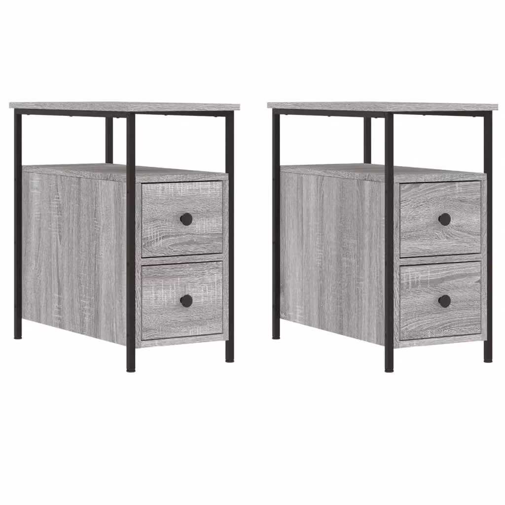 Berkfield Home Set of 2 Grey Sonoma Bedside Cabinets, W/D/H: 30 x 60 x 60 cm – 2