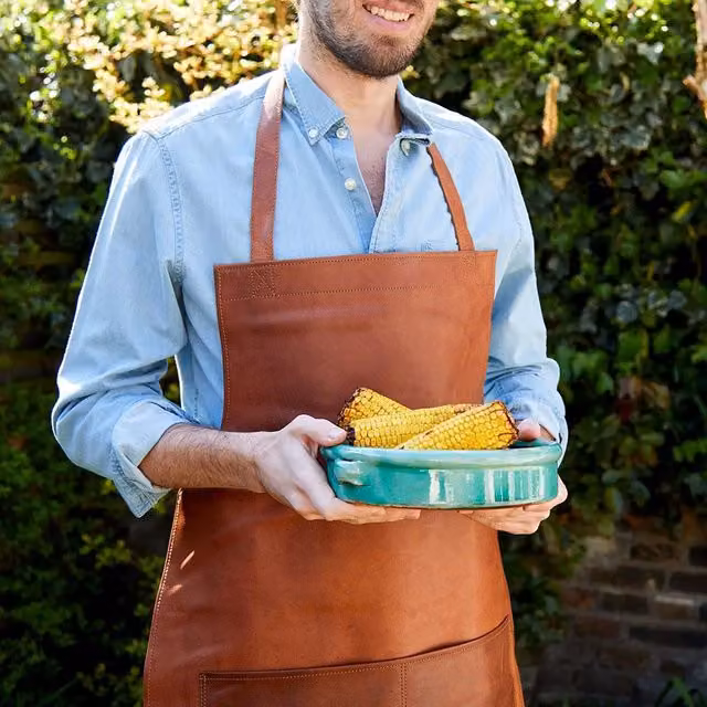 Paper High Brown Leather Apron for Adults – 1