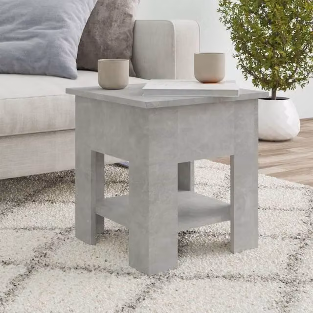 Berkfield Home Modern Square Coffee Table in Concrete Grey, W/D/H: 40 x 40 x 42 cm