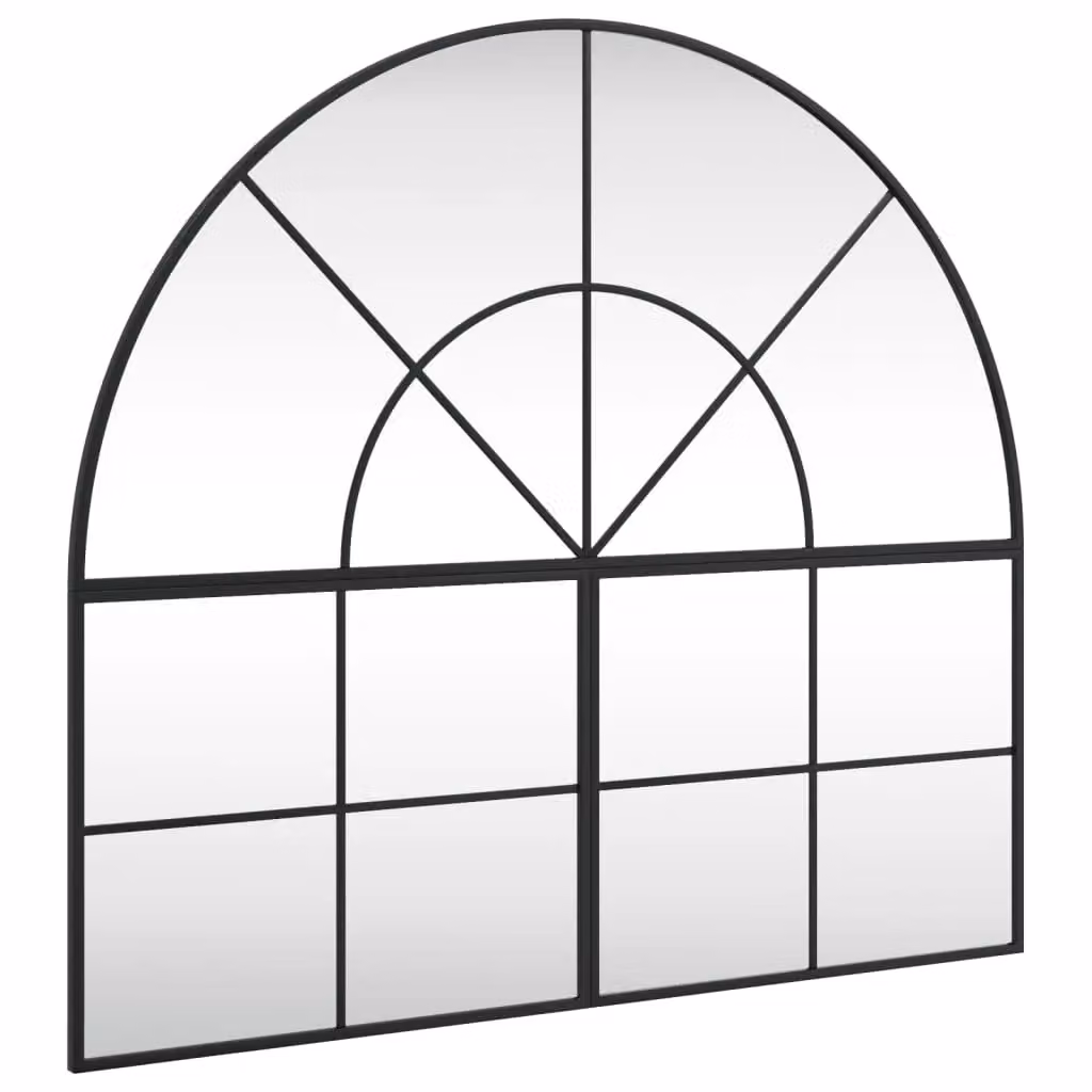 Berkfield Home Minimalist Arch Wall Mirror in Black, Metal and Glass, W: 90 cm, H: 100 cm – 2