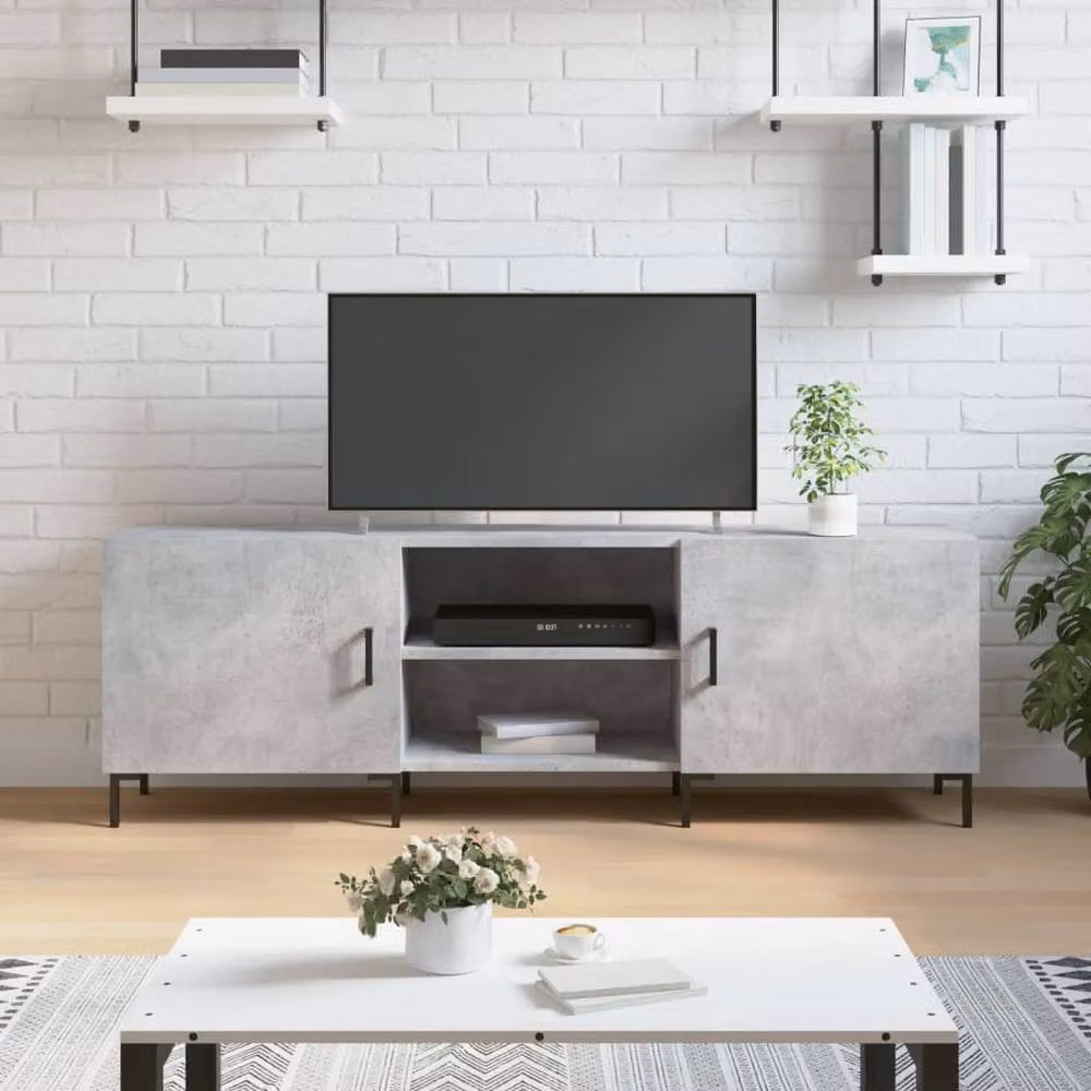 Berkfield Home Industrial TV Cabinet in Concrete Grey, W/D/H: 150 x 30 x 50 cm – 2