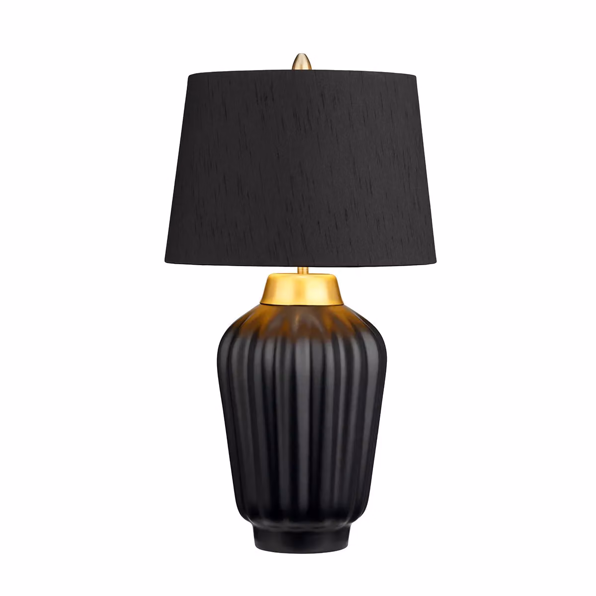 Netlighting Bexley 1 Light Table Lamp in Black and Yellow with Brushed Brass Metal Details – 2