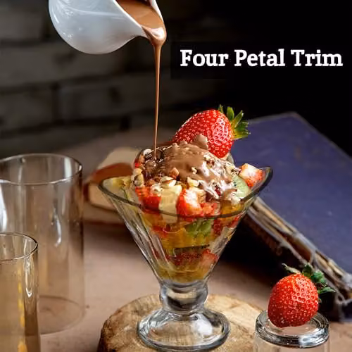 Orsina Set of Four Floral Flora Sundae Dishes in Transparent Glass – 4
