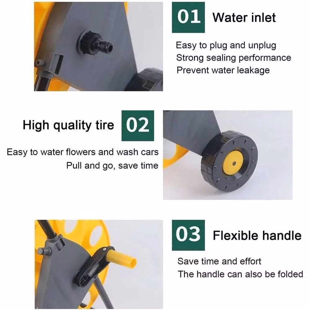 SPETLEK Portable Garden Hose Reel Trolley Cart in Yellow – 3