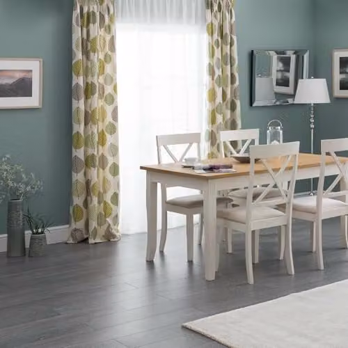 Julian Bowen Davenport Rectangular Dining Table in White and Oak, W: 90 cm, D: 90 cm, H: 75 cm