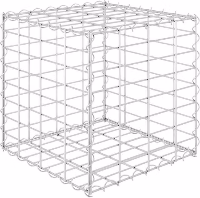 Berkfield Home Cube Gabion Raised Bed in Silver Steel Wire Mesh, W/D/H: 40 x 40 x 40 cm