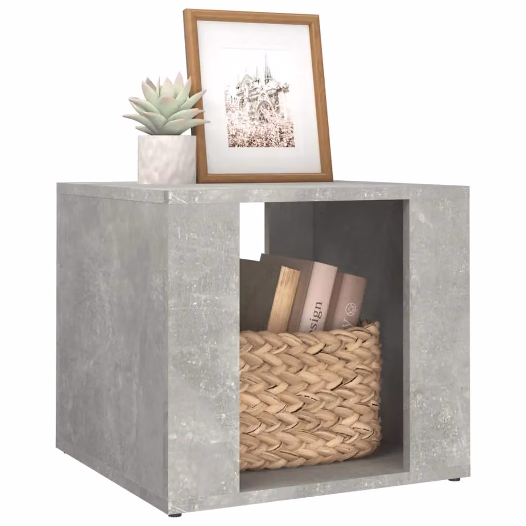 Berkfield Home Bedside Table in Concrete Grey, W/D/H: 41 x 40 x 36 cm – 3