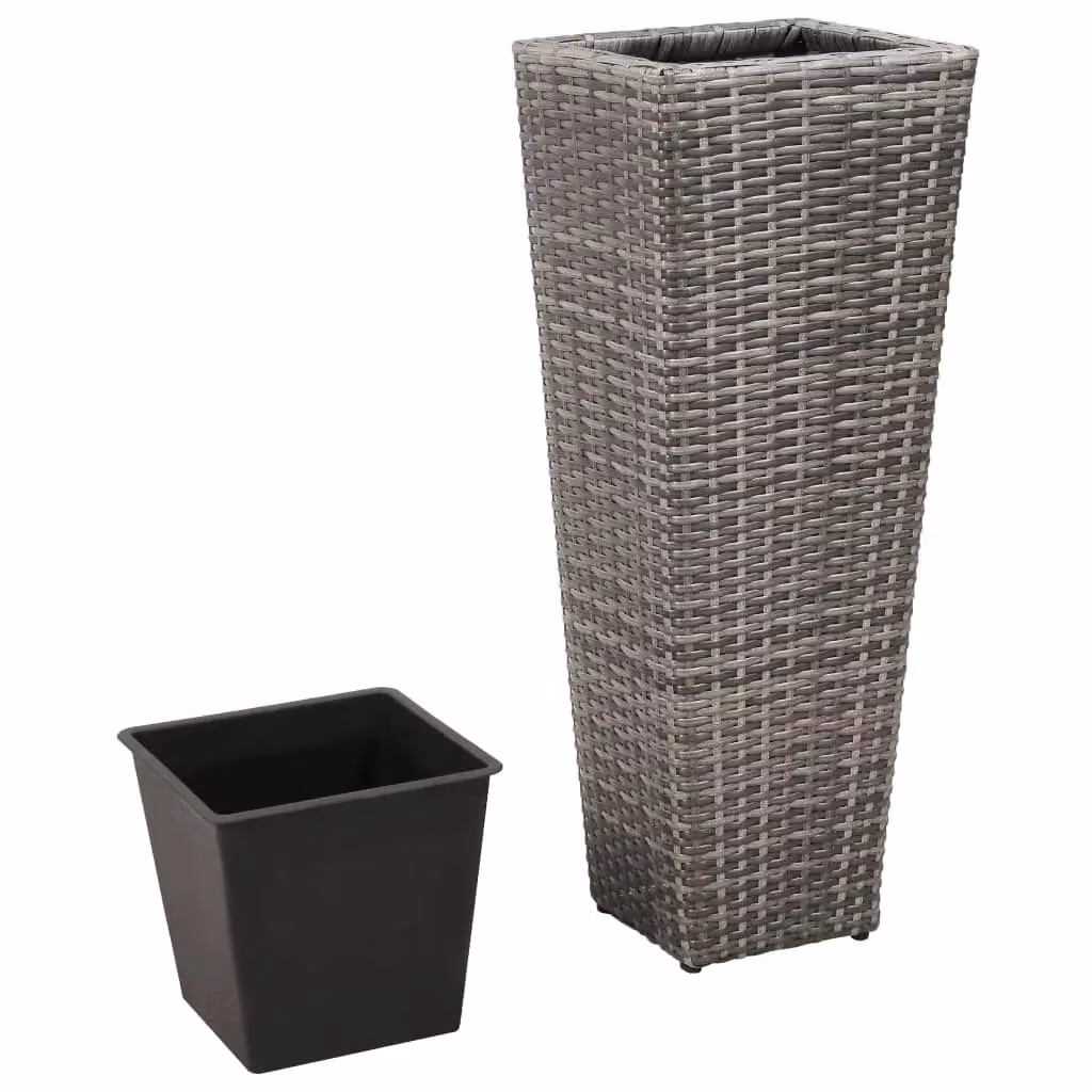 Berkfield Home Garden 3 Piece Poly Rattan Raised Bed Set in Grey – 3