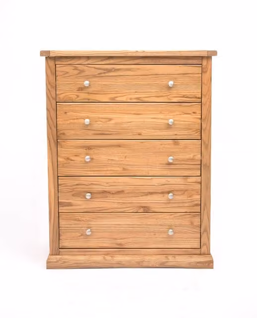 Cabinet Bits Salerno 5 Drawer Chest of Drawers in Sand Brown with Chrome Knobs, Width: 70 cm